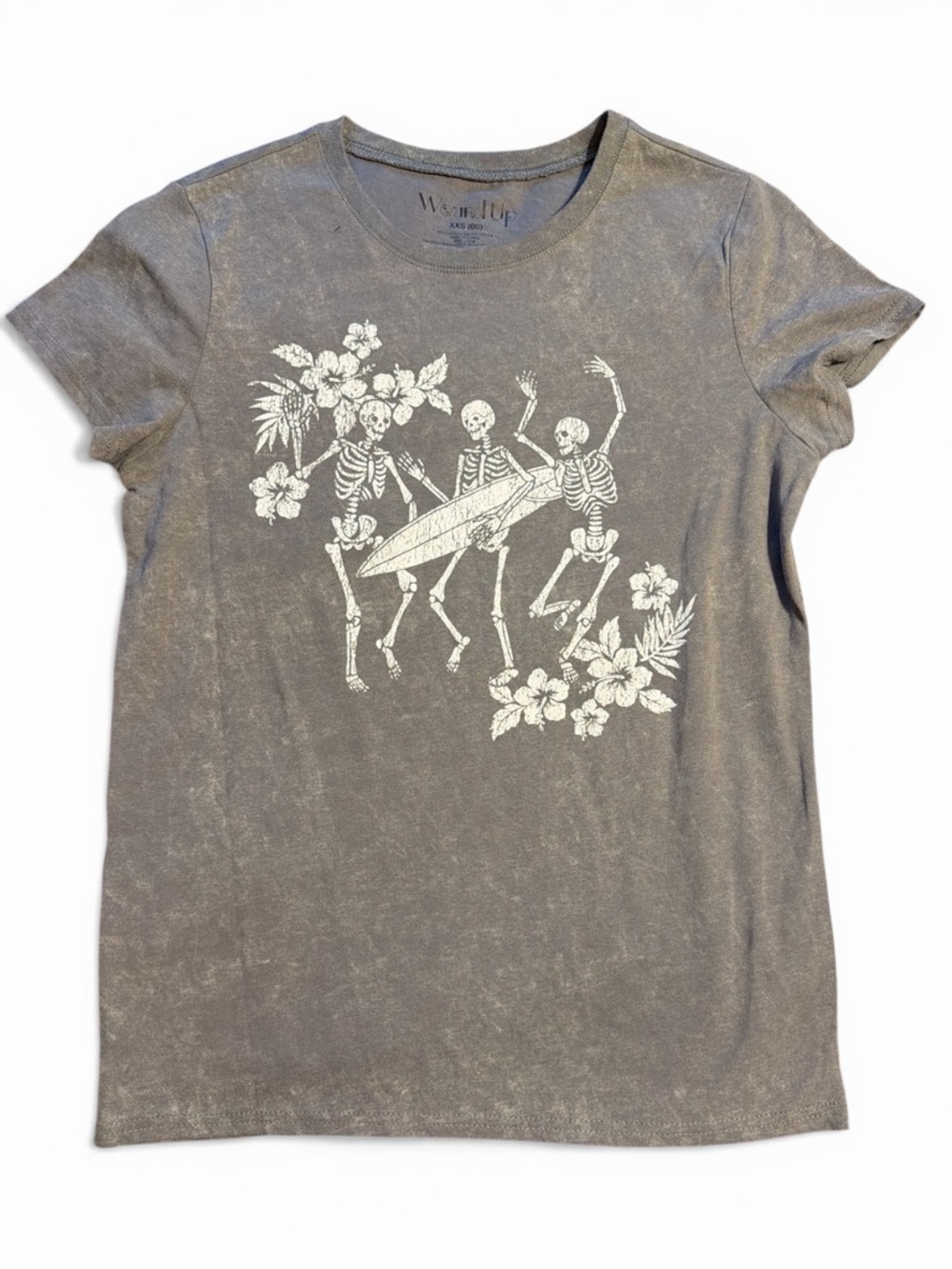 Wound Up Charcoal Skeleton Dance Juniors Tee XXS 00